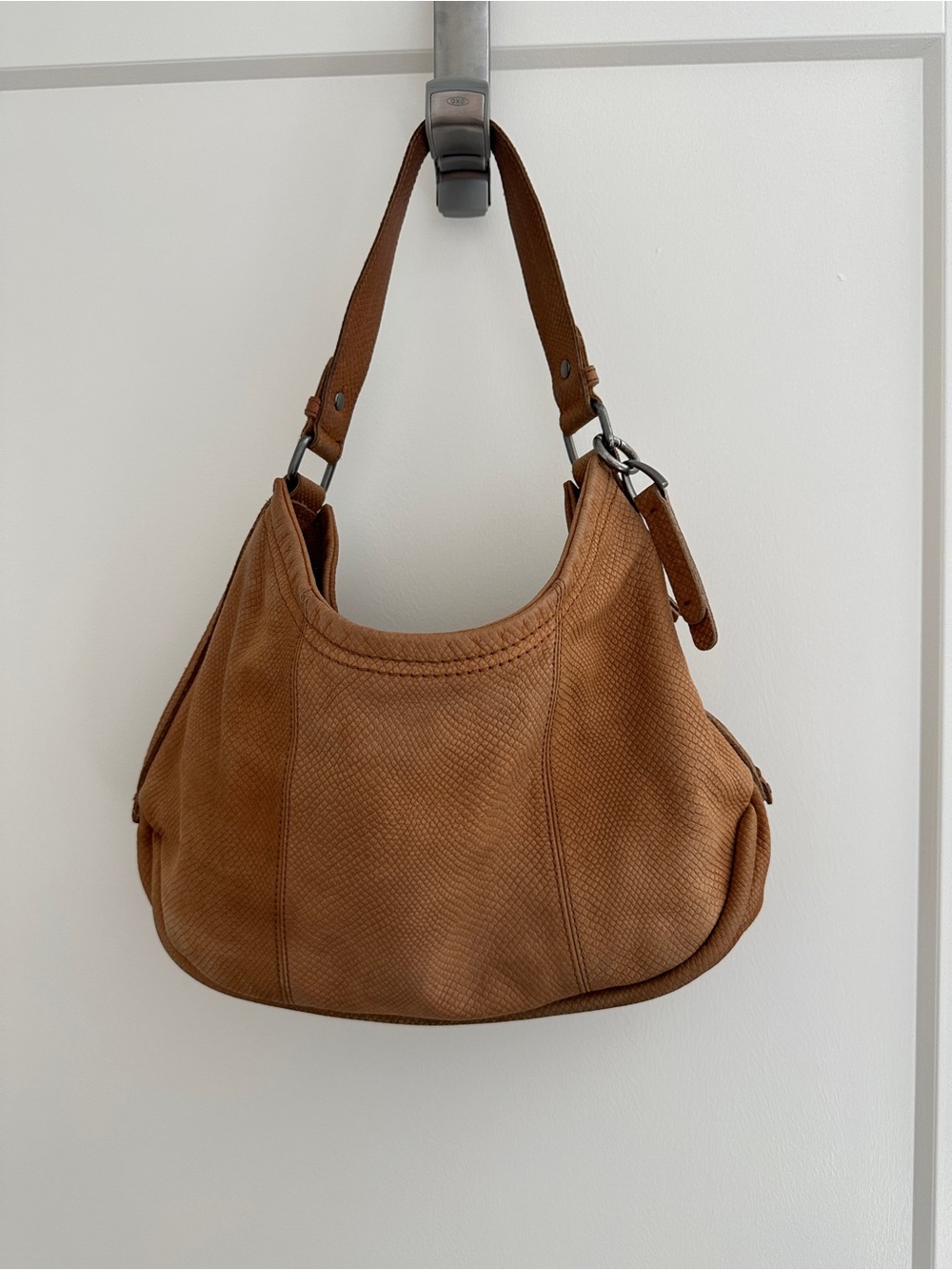 Lucky Brand Cognac Textured Leather Shoulder Bag